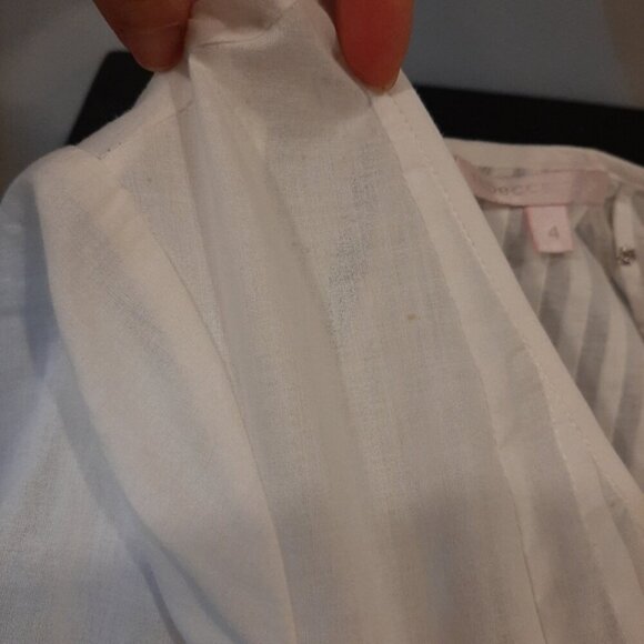 REBECCA TAYLOR Pintucked Blouse Short Sleeve Smoky Gem Embellished A-Line Top - Picture 12 of 14